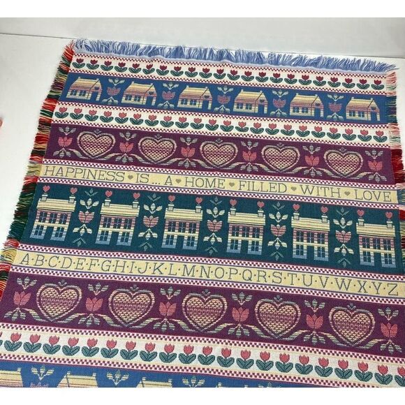 Happiness Is A Home Filled With Love Tapestry Throw Blanket 48x56 Handmade AI130 - Picture 1 of 6